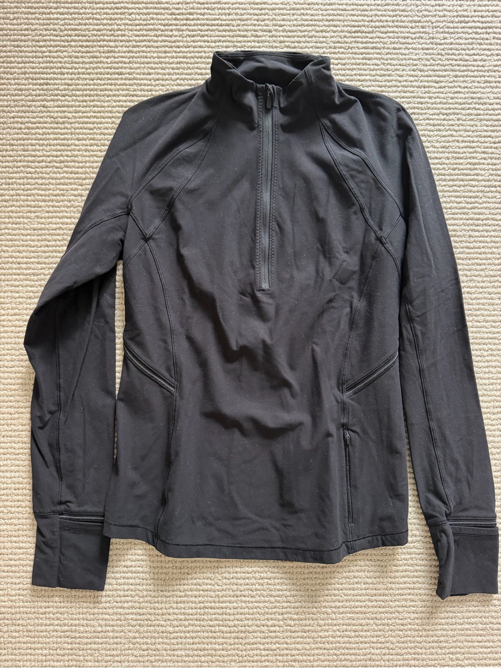 Lululemon Black Fitted Quarter-Zip Athletic Pullover